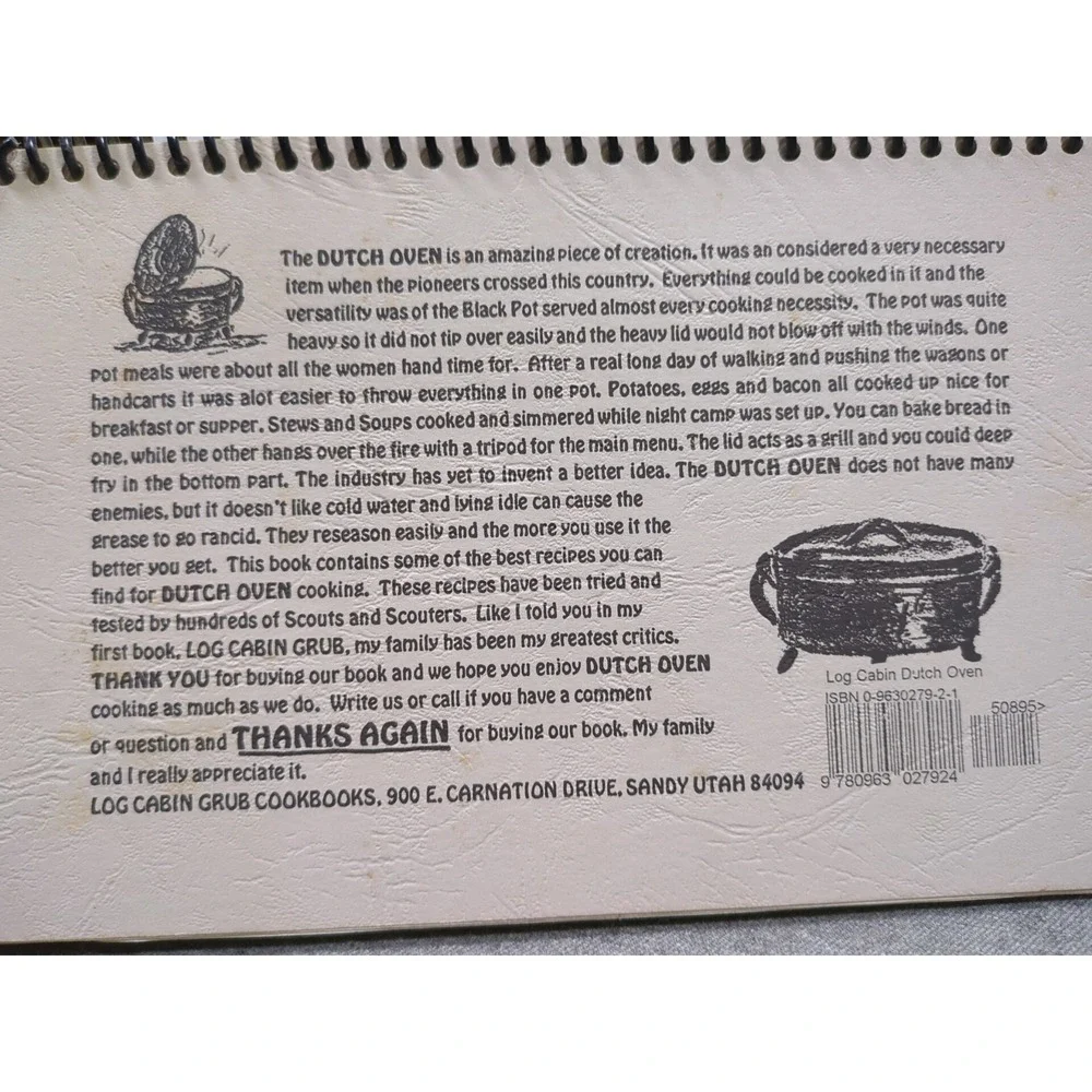 VTG Log Cabin Dutch Oven Recipes Log‎ Cabin Grub Cookbook By Colleen Sloan